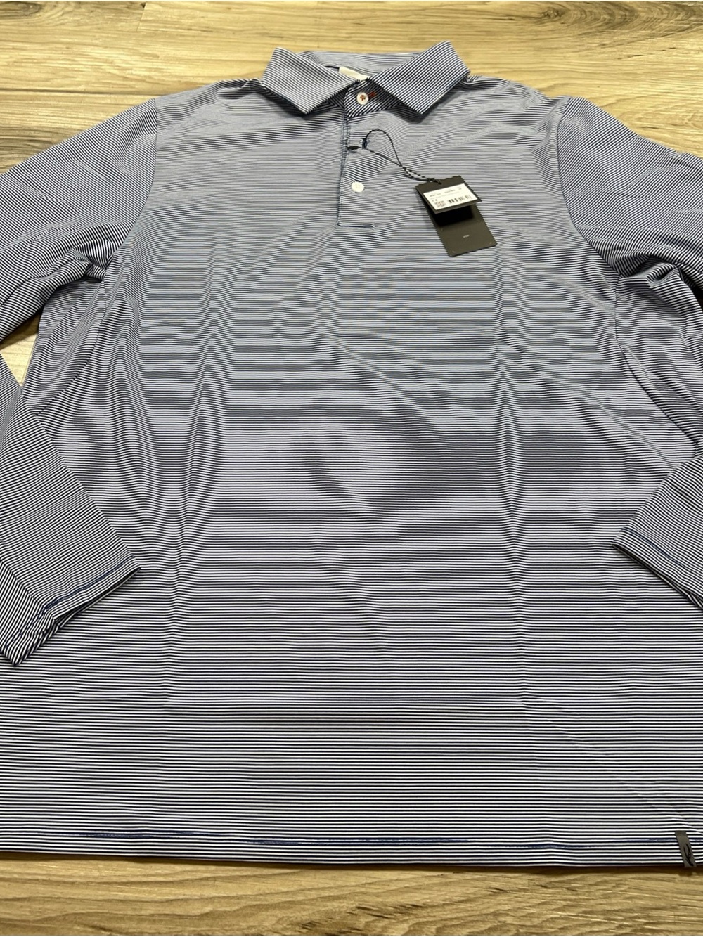 KJUS Soren Polo Shirt Blue Striped Long Sleeve Performance Mens 54/XL NWT $129